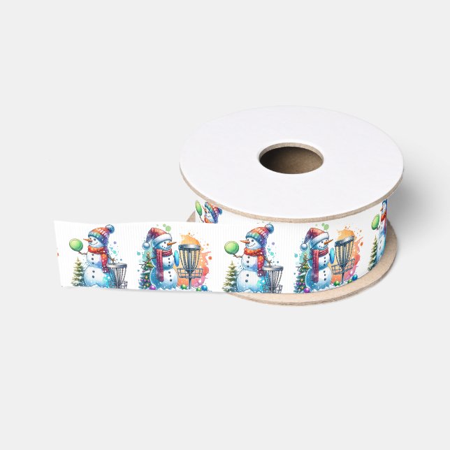 Disc Golf Themed Christmas Grosgrain Ribbon (Spool)