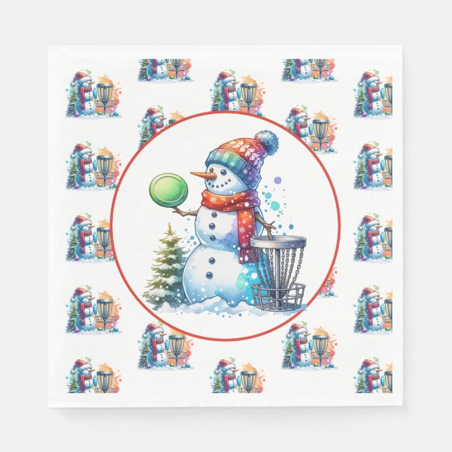 Disc Golf Themed Christmas Party Napkin (Front)