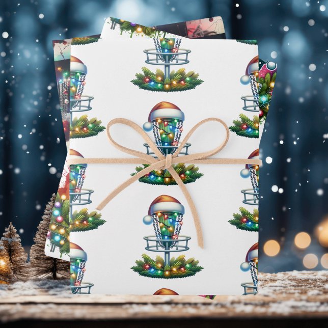 Disc Golf Themed Christmas Wrapping Paper Sheet (Creator Uploaded)