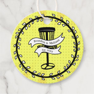 Disc Golf Themed   Yellow Pop Art Favour Tags