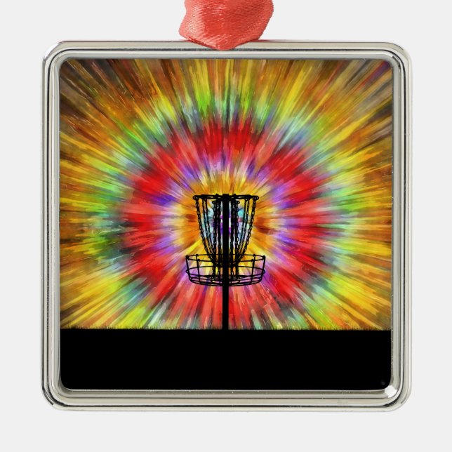 Disc Golf Tie Dye Metal Ornament (Front)