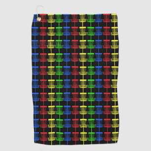 Disc golf towel black multi colour baskets