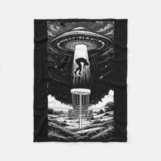Disc Golf Ufo Funny Flying Saucer Alien Abduction  Fleece Blanket