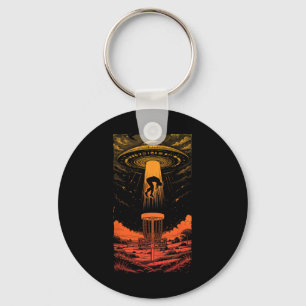 Disc Golf Ufo Funny Flying Saucer Alien Abduction  Keychain