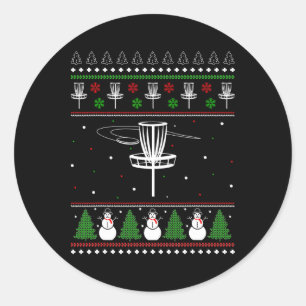 Disc Golf Ugly Christmas Sweater Pajama Gifts For Classic Round Sticker