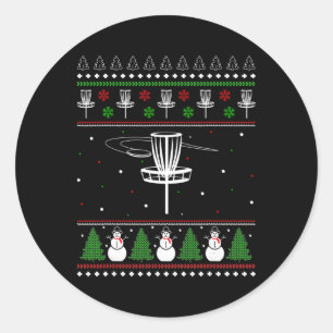Disc Golf Ugly Christmas Sweater Pajama Gifts For Classic Round Sticker