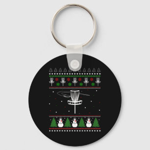 Disc Golf Ugly Christmas Sweater Pajama Gifts For Keychain