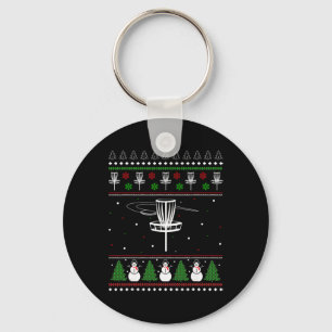 Disc Golf Ugly Christmas Sweater Pajama Gifts For Keychain