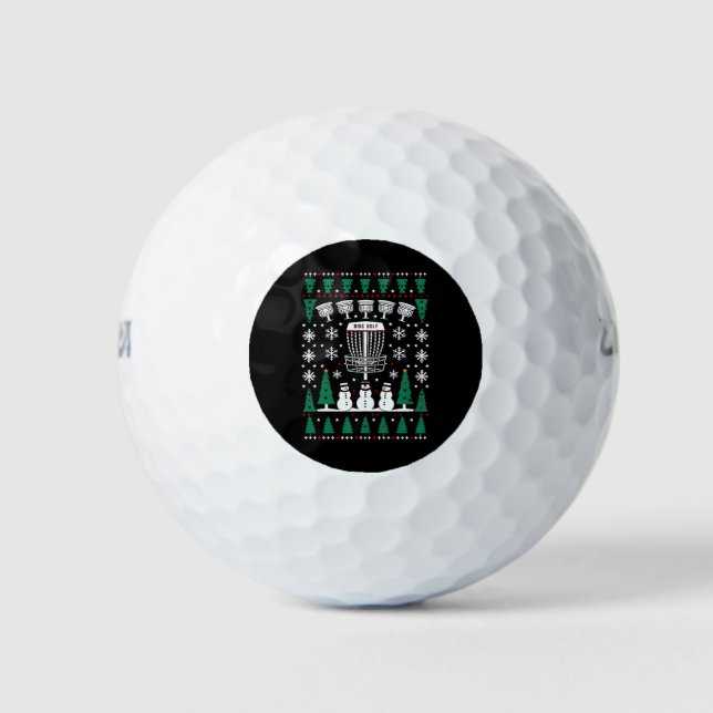 Disc Golf Ugly Christmas Sweater Pajama Gifts Golf Balls (Front)