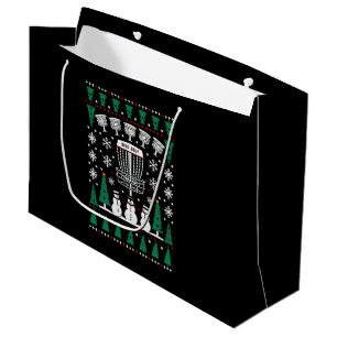 Disc Golf Ugly Christmas Sweater Pajama Gifts Large Gift Bag