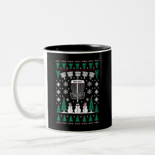 Disc Golf Ugly Christmas Sweater Pajama Gifts Two-Tone Coffee Mug