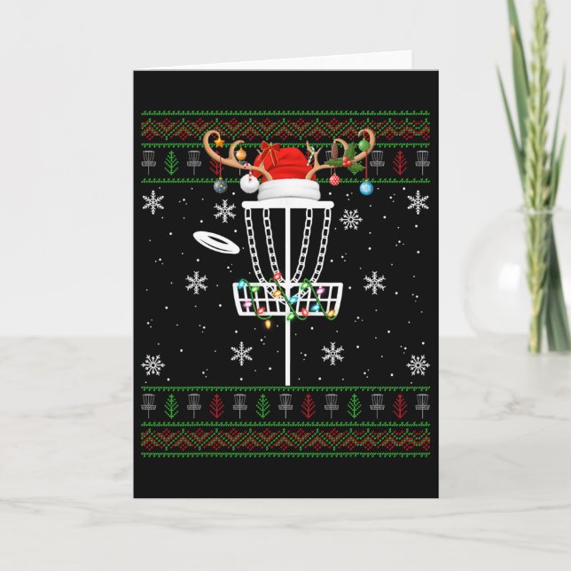 Disc Golf Ugly Xmas Lighting Santa Disc Golf Chris Card (Front)