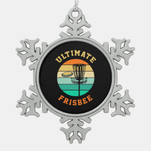 Disc Golf Ultimate Frisbee Snowflake Pewter Christmas Ornament