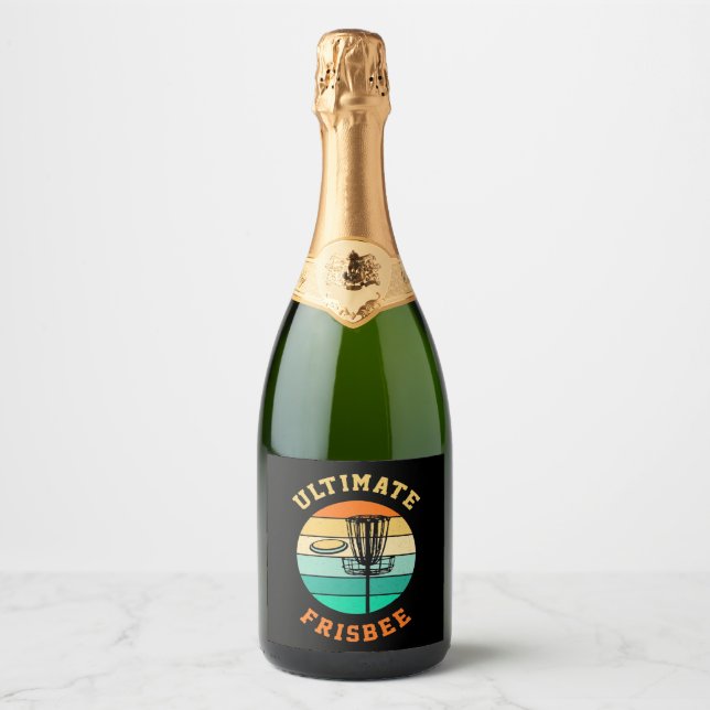 Disc Golf Ultimate Frisbee Sparkling Wine Label (Front)