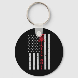 Disc Golf Us Flag Frisbee Frolf Patriotic Men Wome Keychain