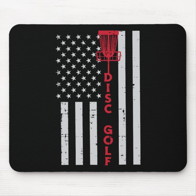 Disc Golf Us Flag Frisbee Frolf Patriotic Men Wome Mouse Pad (Front)