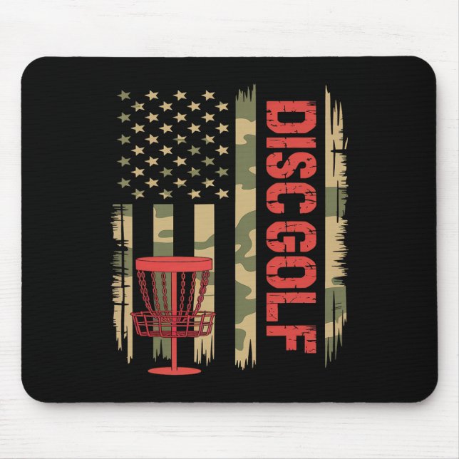 Disc Golf Usa Camo Flag - Patriotic Frolf Player _ Mouse Pad (Front)
