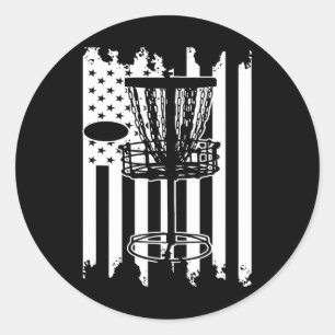 Disc Golf Usa Flag Classic Round Sticker