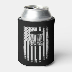 Disc Golf USA Flag Golfer Golfing Sport Lover Can Cooler