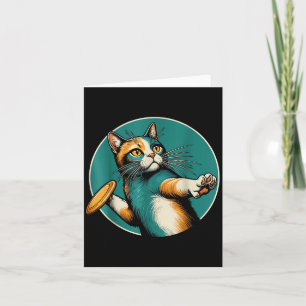 Disc Golfer Cat Disc Golf Player Funny Halloween C Card