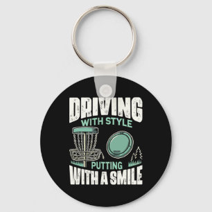 Disc Golfer Driving With Style Disc Golf  Keychain