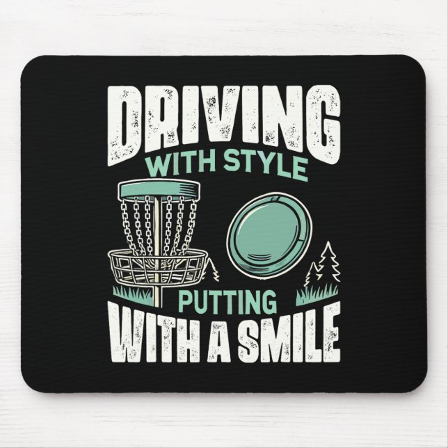 Disc Golfer Driving With Style Disc Golf  Mouse Pad (Front)