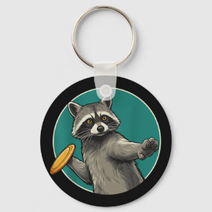 Disc Golfer Raccoon Disc Golf Player Animal Sports Keychain