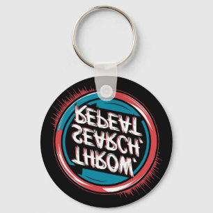 Disc Golfing Disc, Throw Search Repeat, Retro Disc Keychain