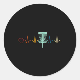 Disc Golfing Heartbeat Disc Golf Basket Disc Golf  Classic Round Sticker