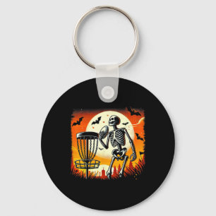 Disc Golfing Skeleton Halloween Disc Golf For Squa Keychain