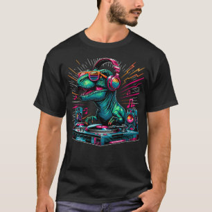 Disc Jockey Cool T-Rex Dinosaur Music Dj T-Shirt