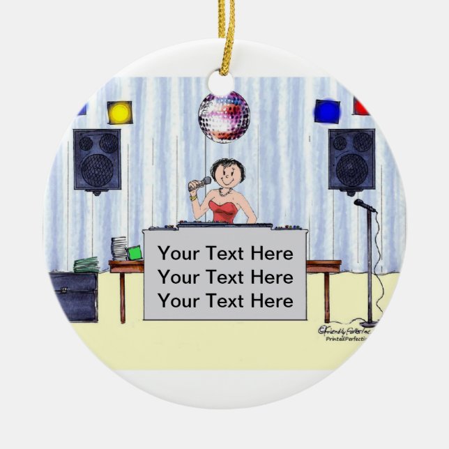 Disc Jockey/MC - Female Ceramic Ornament (Front)