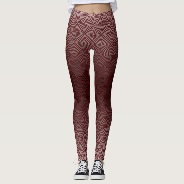 Disc Pattern 02.Grey DRed BG Leggings (Front)