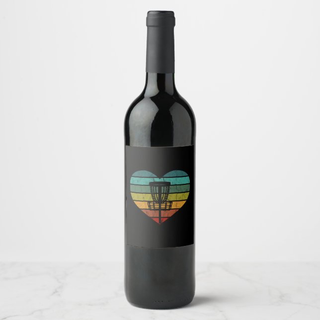 DiscGolf - Retro Vintage Target Basket Wine Label (Front)