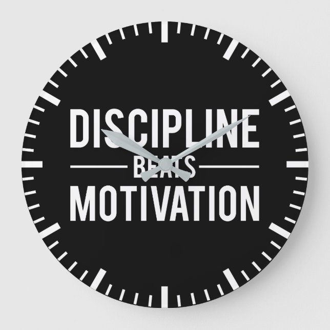 Discipline Beats Motivation - Inspirational Large Clock (Front)