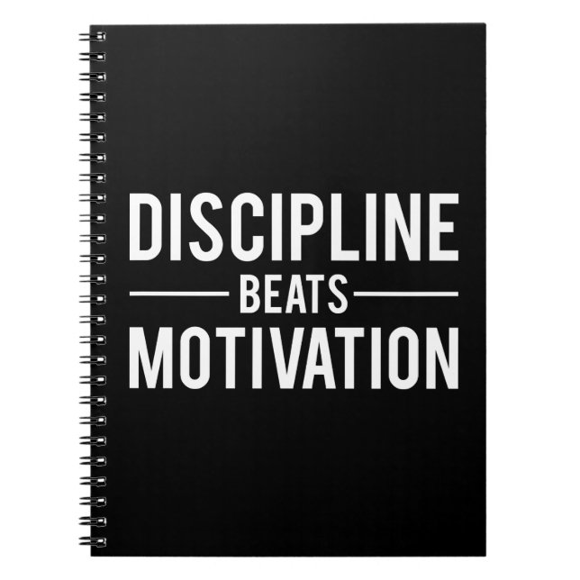 Discipline Beats Motivation - Inspirational Notebook (Front)