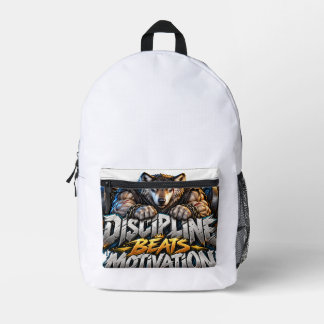Discipline Beats Motivation Lion Motivational Gym  Printed Backpack