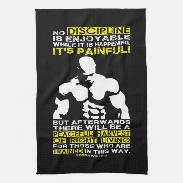 DISCIPLINE - Bodybuilding Workout Motivational Kitchen Towel (Vertical)