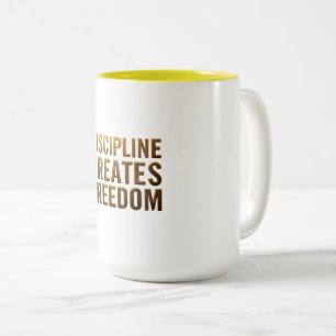 Discipline Creates Freedom   Fitness Motivation Mi Two-Tone Coffee Mug