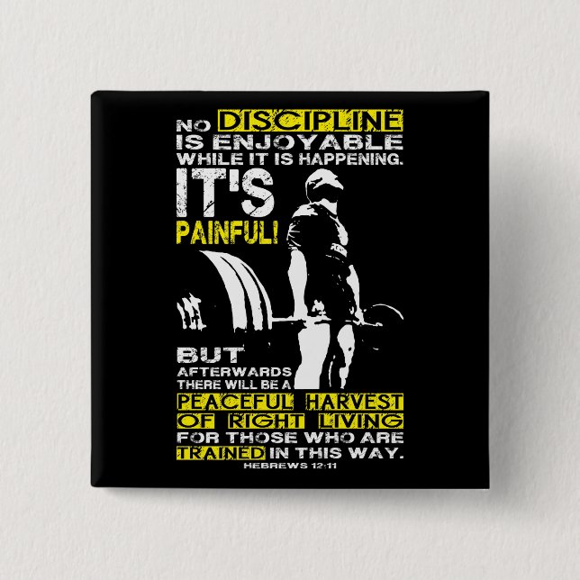 DISCIPLINE - Deadlift Workout Motivational 2 Inch Square Button (Front)