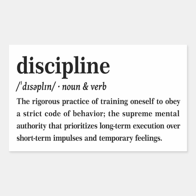 Discipline Dictionary Definition Aesthetic  Sticker (Front)