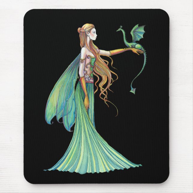 Discipline Green Fairy Dragon by Molly Harrison Mouse Pad (Front)