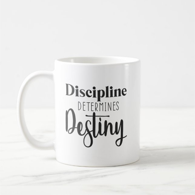 Discipline - Hustle, Gym, Success Motivational Coffee Mug (Left)