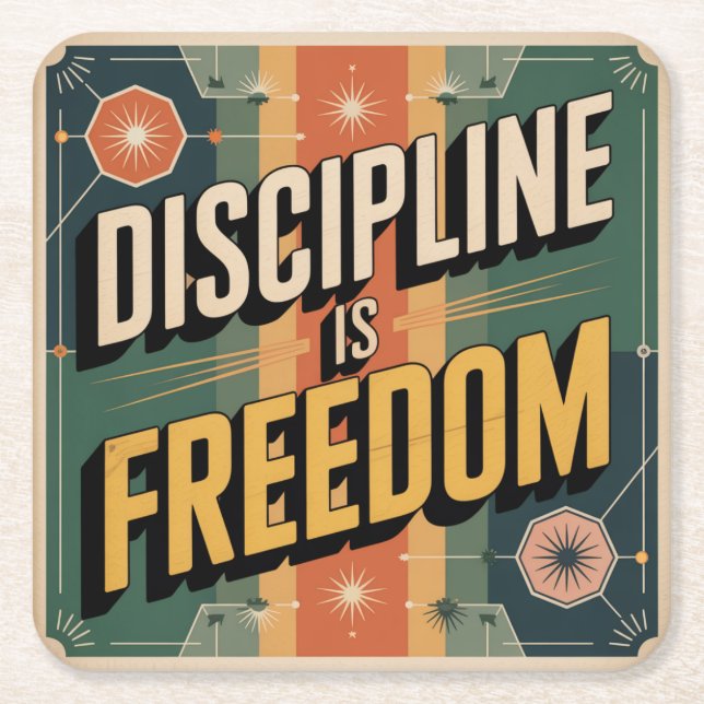 Discipline Is Freedom Square Paper Coaster (Front)