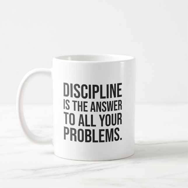 Discipline Is The Answer, Gym, Hustle, Success Coffee Mug (Left)