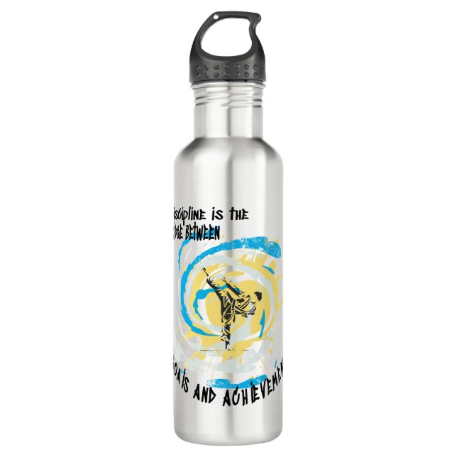 Discipline is the bridge between goals martial art 710 ml water bottle (Front)