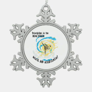 Discipline is the bridge between goals martial art snowflake pewter christmas ornament