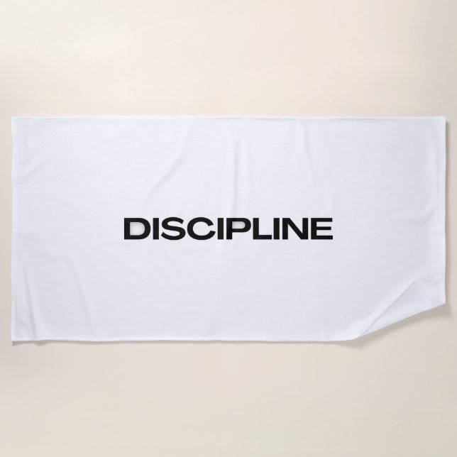 Discipline – Minimal Motivational Quote Beach Towel (Front)
