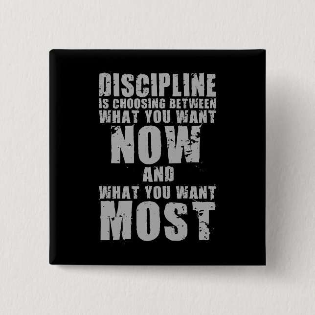 DISCIPLINE - Motivational Words 2 Inch Square Button (Front)