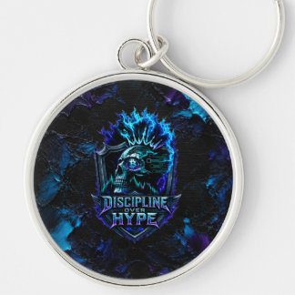 Discipline Over Hype Bitcoin Blue Brushstroke  Keychain